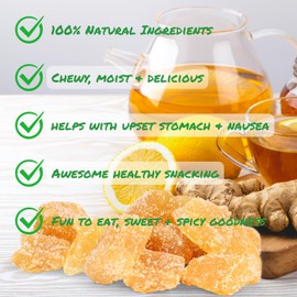 Crystallized Ginger Chunks by It's Delish, 2 Lbs Bulk | Candied Dried Ginger Fruit Chews Natural Candy, Ginger Root with Sugar Crystals, Unsulphured, No Color Added - Healthy Snack, Vegan, Kosher
