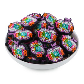 Lovymi 12PCSTeacher Silicone Focal Beads for Pens, Spot Teacher Silicone Beads for Keychain Making DIY Handicraft