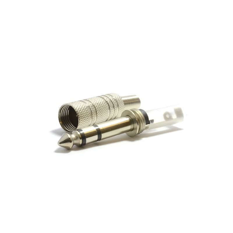 kenable 6.35mm METAL Stereo Jack Plug & Strain Relief Solder