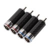 4Pcs RCA Sound Plug Carbon Fiber Chrome 8mm Wire Diameter