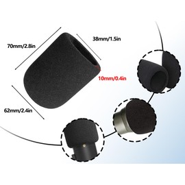 ZoeTekway Pack of 2 Black Thick Pop Protection Microphone Wind Protection Foam Spit Protection Windscreen Compatible with Handheld Microphone Stand Microphone