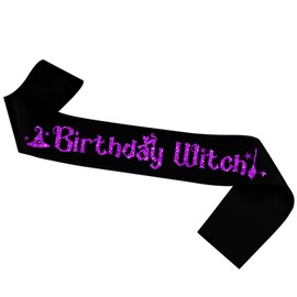 Birthday Witch Halloween Black Sash - Purple Foil Halloween Themed Birthday Party Favors for Women and Girl - Witches Birthday Party Decorations