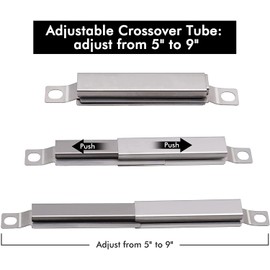 Grill Crossover Channel Tubes for Charbroil, Kenmore, Char-Broil, Master Chef BBQ Grills, 3Pack Universal Adjustable Crossover Tubes, Gas Barbecue Grill Replacement Parts (adjusts from 5 to 9.5 inch)