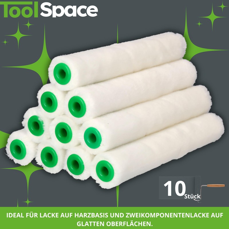 ToolSpace 10 x Velour Paint Rollers, 15 cm, Paint Roller,