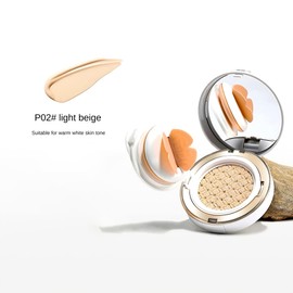 Meiyan Tang Lightweight Foundation Cushion, Brightening & Moisturizing BB Cream, Long-Lasting Flawless Coverage, Skin-Nourishing Matte Finish (P02# Light Beige, Net Content: 15g)