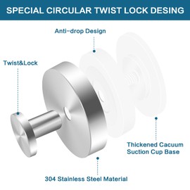 Muomdid Suction Cup Hooks for Shower, Glass Windows, Shower Hooks, No Drill Towel Hooks for Bathroom,Suitable for Smooth Surfaces,Wall,Kitchen,Glass,Mirror,Tile to Hang Towels.(2, Silver)