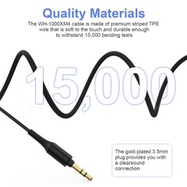 Toxaoii WH-1000XM4 Headphone Cable, Replacement Audio Aux Cable Compatible with Sony MDR-XB950BT MDR-1000X WH-H900N WH-CH700N WH-1000XM4 WH-1000XM3 MDR-10R MDR-ZX770BN MDR-100ABN Headphones (15) 00cm)