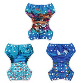 ALVABABY 3pcs Baby Swim Diapers Reuseable Washable & Adjustable for Swimming Lesson & Baby Boy and Girl 3SWY35T