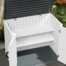 DWVO 2-Pack Resin Storage Shed Shelves, Fit for 35 Cu. Ft. Horizontal Shed 4.3x2.5x3.4 FT, 47" x 12.6" Waterproof Shelves with 8 Screws, 44 lbs Capacity, Easy to Assemble, Gray