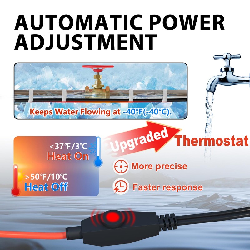 HEATIT Heat Tape Electric Heating Cable Automatic Heat Tape Pipe