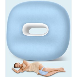beslovo Side Sleeper Knee Pillow, Memory Foam Leg Pillow, Ergonomic Between Leg Pillow Eases Back Hip Pain, Spine Alignment Sciatica Relief, Knee Pillow with Ice Silk Cover and Elastic Strap (Blue)