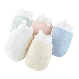 MOMSMENU Baby Mittens, Summer Baby Gloves, 100% Cotton, Soft, Breathable, Prevents Scrubbing, Protection, Baby Shower, Set of 5 Pairs, Multi Color 5 Pairs Set