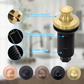 Akicon Brushed Gold Garbage Disposal Air Switch Kit, Dual Outlet Sink Top Waste Disposal On/Off Push Button with Brass Cover, 2-1/2" Max Countertop Thickness, UL Listed (AK79002B-BTG)