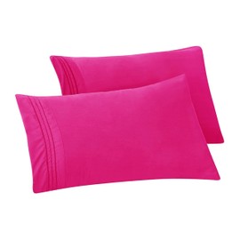 Elegant Comfort Solid Pillowcases 1500 Premium Hotel Quality Microfiber - Smooth Weave, Wrinkle and Stain Resistant, Easy Slip-On, 2-Piece Set, Standard/Queen Pillowcase, Pink