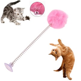 Catnip Toys Feather Mice Animal Toys Baton Teaser Stick Pet Kitten Catching Interactive Wand Rope IQ Puzzle Training Games Spring Retractable Sucker Bells Tassel Tumbler(Carrot Set)