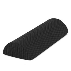 DUJUIKE Half Moon Bolster Pillow with Straps, Knee Pillow for Back Sleeping, Under Knee Pillow for Sleeping, Relieves Pain in Legs and Knees, Machine Washable Cover, 24" X 10" X 4", Black