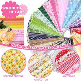 Cotton Fabric Printed Square Patchwork Fabrics for Sewing Quilting Crafting (Floral Daisy, 70Pcs 10"x10")