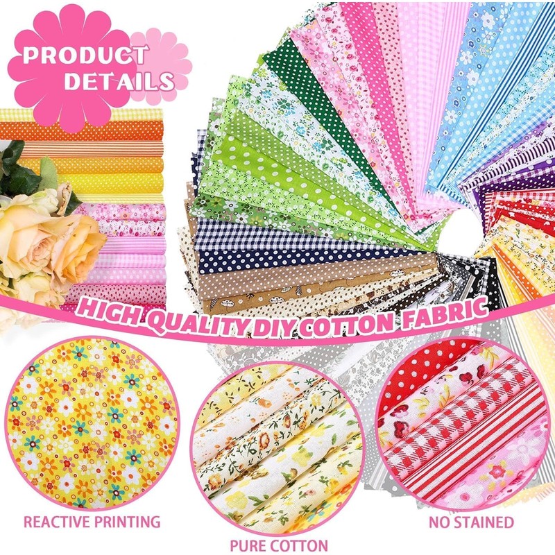 Cotton Fabric Printed Square Patchwork Fabrics for Sewing Quilting Crafting
