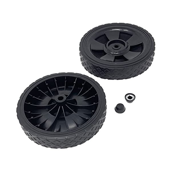 Wheel Kit, 7" Black Plastic Wheels for 3/8" Axle Shaft,