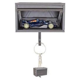 Porta Llaves para Garaje con Puerta de Apertura, Porta llaves Para Pared, llavero de Pared, 3D Key Holder Wall Mount, Small Key Organizer (Gris claro)