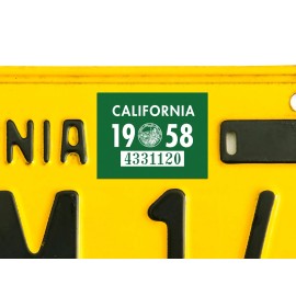 1958 California License Plate Registration Sticker, YOM, CA DMV