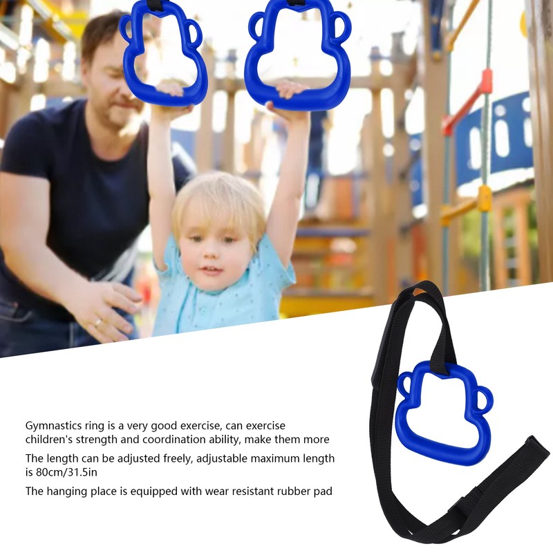 1Pair Children Gymnastic Rings with Adjustable Straps Kids Exercise Pull