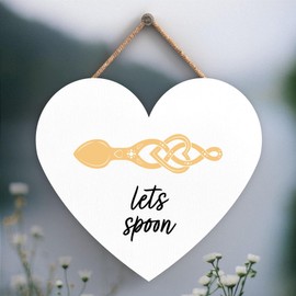 Global Designs Lets Spoon Welsh Love Spoon Wooden Heart Hanging Plaque