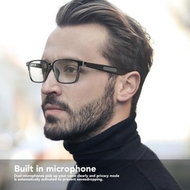 VBESTLIFE Smart Glasses, Bluetooth 5.3 Open-Ear Smart Glasses with Built-in Microphone, Voice Control, IP5 Waterproof, Two Speakers, Stereo, for Men (with Polarized