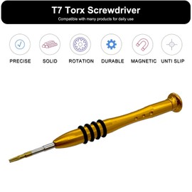 Torx Screwdriver T7, Mini Screwdriver Compatible with Toy, Computer, Phone, Electronics Device Maintenance, Magnetic, Lightweight, S2 Steel, Smooth Turning Cap, Anti Slip Grip
