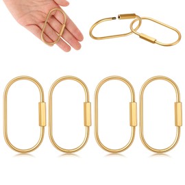 4 Pcs Brass Screw Lock Keychain, Durable Brass Screw Lock Clip Key Chain Ring Durable Simple Brass Keychain Holder Brass Key Ring Simple Style Car keychain for Men Women Gold