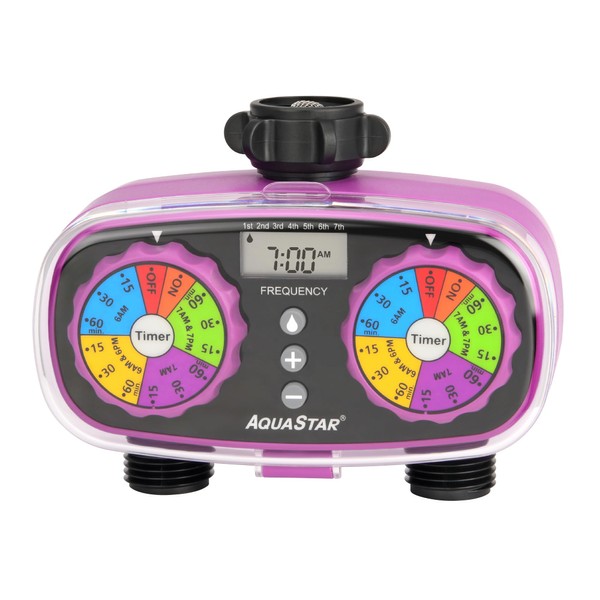 AQUASTAR Two- Zone Hose Watering Timer (Red), Lawns&Garden, Sprinkler Timer,