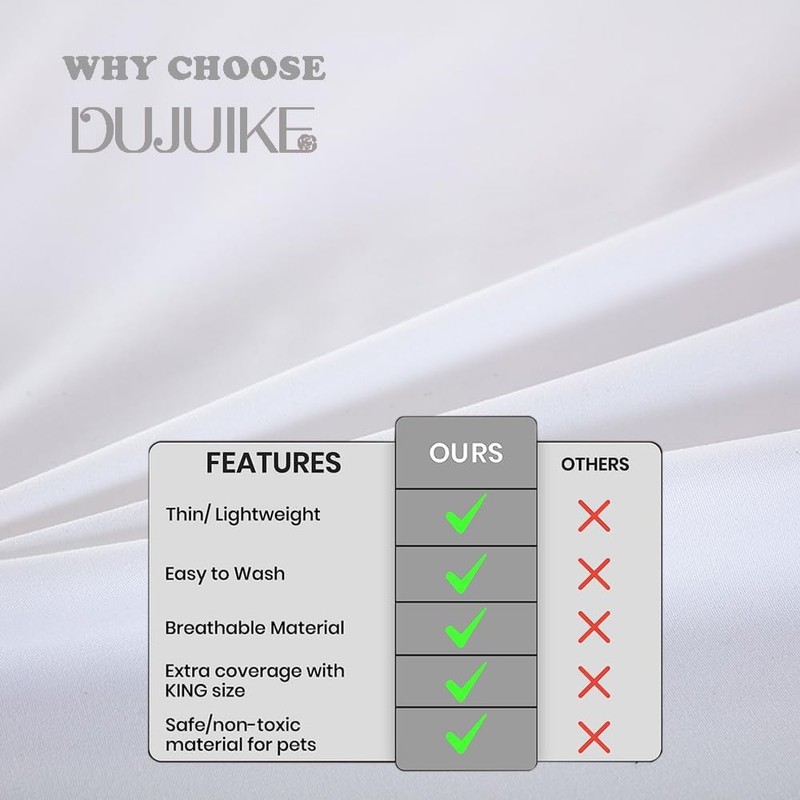 DUJUIKE 100% Waterproof Protective Blanket or Liner for Bed, Mattress