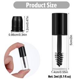 MBAIYO 30Pcs Empty Mascara Tubes with Wand, 3ml Mini Empty Mascara Bottles with Brush Rubber Inserts Sample Size Travel Containers Eyelash Growth Packing with Leak-Proof Rubber Plugs Black