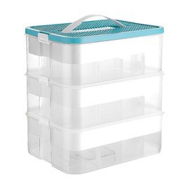 3 Layers Building Blocks Storage Plastic Storage Container Box Kid Organizer Bins with Compartments Stackable Storage Box with Lid Dividers for Bead Tool Sewing-Toy (Green)