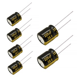6 pcs Panasonic FM Series Electrolytic Capacitors - 35V 220uf 20% Low Impedance