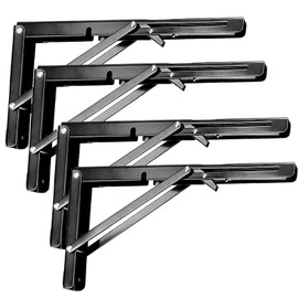ZOENHOU 4PCS 14 Inch Folding Shelf Brackets, Heavy Duty Metal Collapsible Shelf Locking Brackets, Wall Mounted Foldable Shelf Hinge for Work Bench Table, Max Load 280Lb