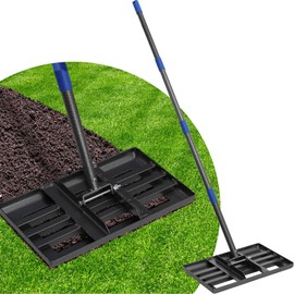 Lawn Leveling Rake, 17x10 Lawn Leveler Garden Tool, Heavy Duty Lawn Level Rake with Easy Use Round Edge, 5 FT Adjustable Long Handle, Ground Leveling Yard Tool for Smooth Garss Soil Sand Dirt Surfaces