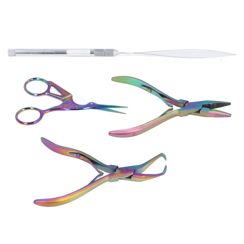 4pcs Hair Extension Tools with Pliers Wire Loop Beading Hook