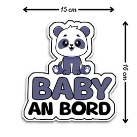 Baby on Board Sticker Car, Baby Panda Car Sticker, Baby on Board Sticker 16 x 15 cm, Weatherproof and UV-Resistant Sticker Car, Sticker Baby and Car Baby for Safe Drives with Your Child