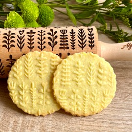 HERB PLANZEN Embossing Rolling Pin for Homemade Pastries Engraved Rolling Pin with Tiny Plants for Ceramic