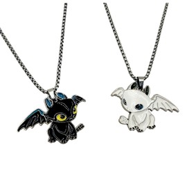 Setoftwo Dragon Matching Necklaces for Couples Lovers Boyfriend Girlfriend Gift Goth Emo Black White Couple Jewelry Boys Girls