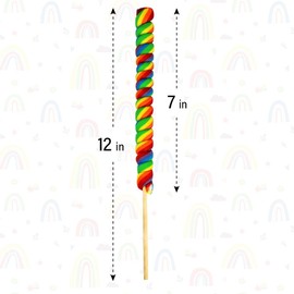 3 Jumbo Rainbow Twisty Lollipops 12" Inch Individually Wrapped (UnBroken), Mixed Fruit Flavor One Foot Long Carnival Lollipops (3 Pack)