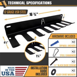 ALPHA BAT RACK XL (HOLDS 14 BATS) - Fence & Wall Mounted Baseball / Softball STEEL Bat Rack - Hardware INCLUDED for Fences/Concrete - Heavy Duty STEEL Rack for Baseball Storage/Organization