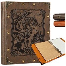 DUROTAN DND Journal/Notebook,Unique 400 Pages A5 Refillable Leather Dragon Journal for Dungeons and Dragons/D&D,Great RPG Accessories Nerdy Gifts for DM's & Players Womens Mens Girls