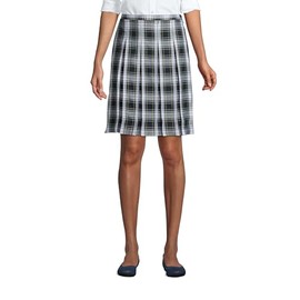 Lands' End Uniform Plaid Box Pleat Skirt Top of The Knee White Plaid Womens Regular 10
