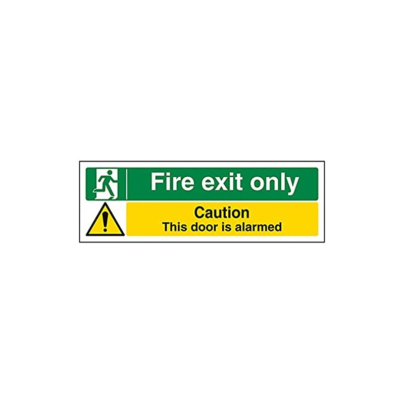 VSafety Fire Exit Only/Door Alarmed Sign - Landscape - 300mm