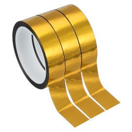 PATIKIL Metallized Polyester Film Tape 25 mm x 50 Metres, Pack of 3 Metallic Decorative Tape, Shiny Golden Tape for Detailing Accent Wall Graphic Art Boat Trim Walls