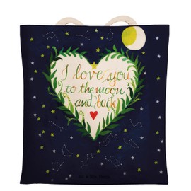 Mr. & Mrs. Panda Love u to the moon & back tote bag, gift, jute bag, to the moon and back, shopping bag, romantic, adventure, summer decoration, outdoor, fabric bag, saying in English, bag,