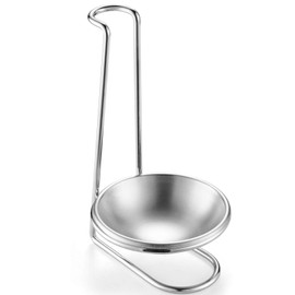GoldNJade 304 Stainless Steel Single Ladle Holder Vertical Spoon Rest Cooking Utensils Stand with 4.3 inch bowl