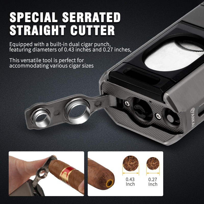 FANKAI Cigar Lighter and Cigar Cutter Set, Torch Lighter with